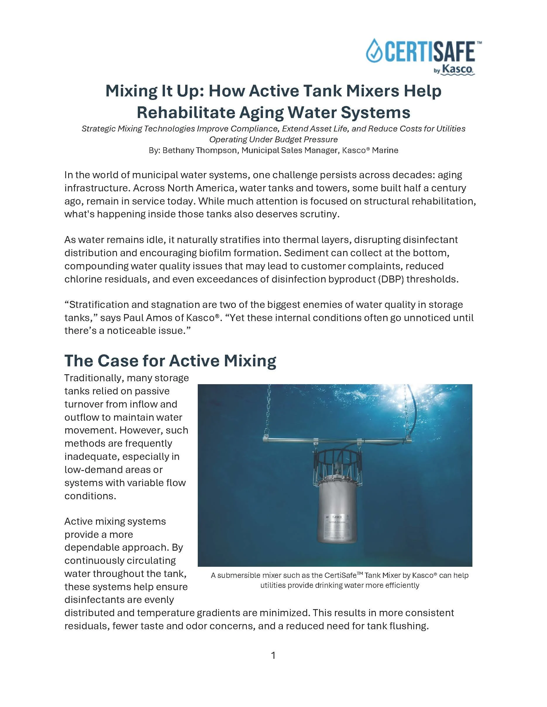 Cover of white paper: Mixing It Up: How Active Tank Mixers Help Rehabilitate Aging Water Systems